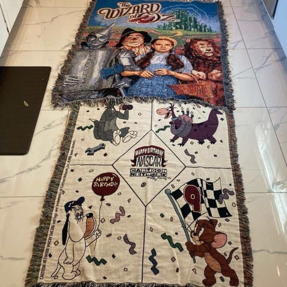 * RARE * Wizard of Oz & Nascar‎ x Cartoon Network woven blanket
